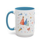 New Year Confetti Mug | Party Popper Watercolor Celebration Gift | Accent Cup 11oz 15oz