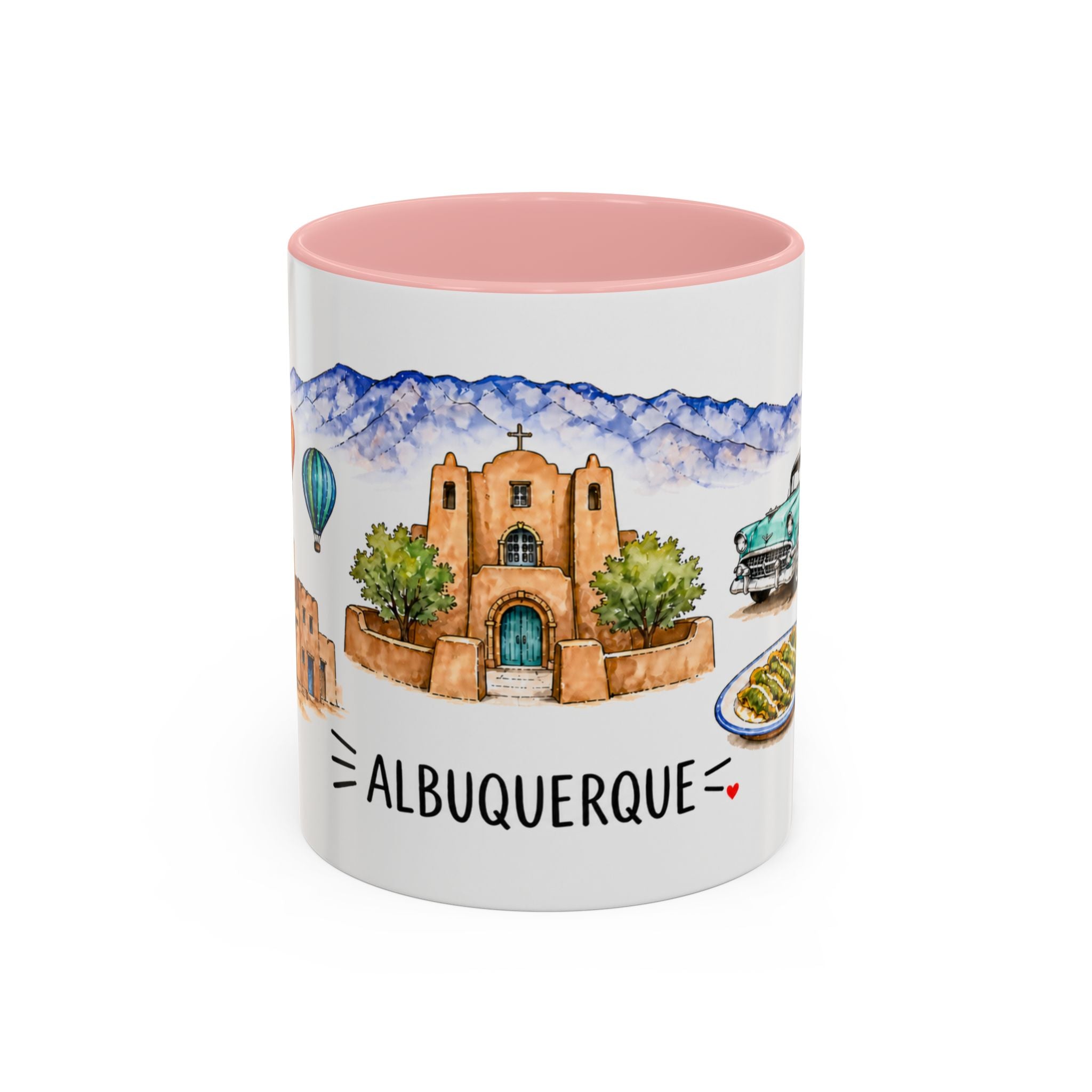 Albuquerque Illustrated Travel Mug | City Souvenir Accent Coffee Mug | 11oz 15oz Ceramic Cup