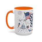 Stars and Stripes Forever Coffee Mug | Patriotic 4th of July Gift | Accent Color Ceramic 11oz 15oz