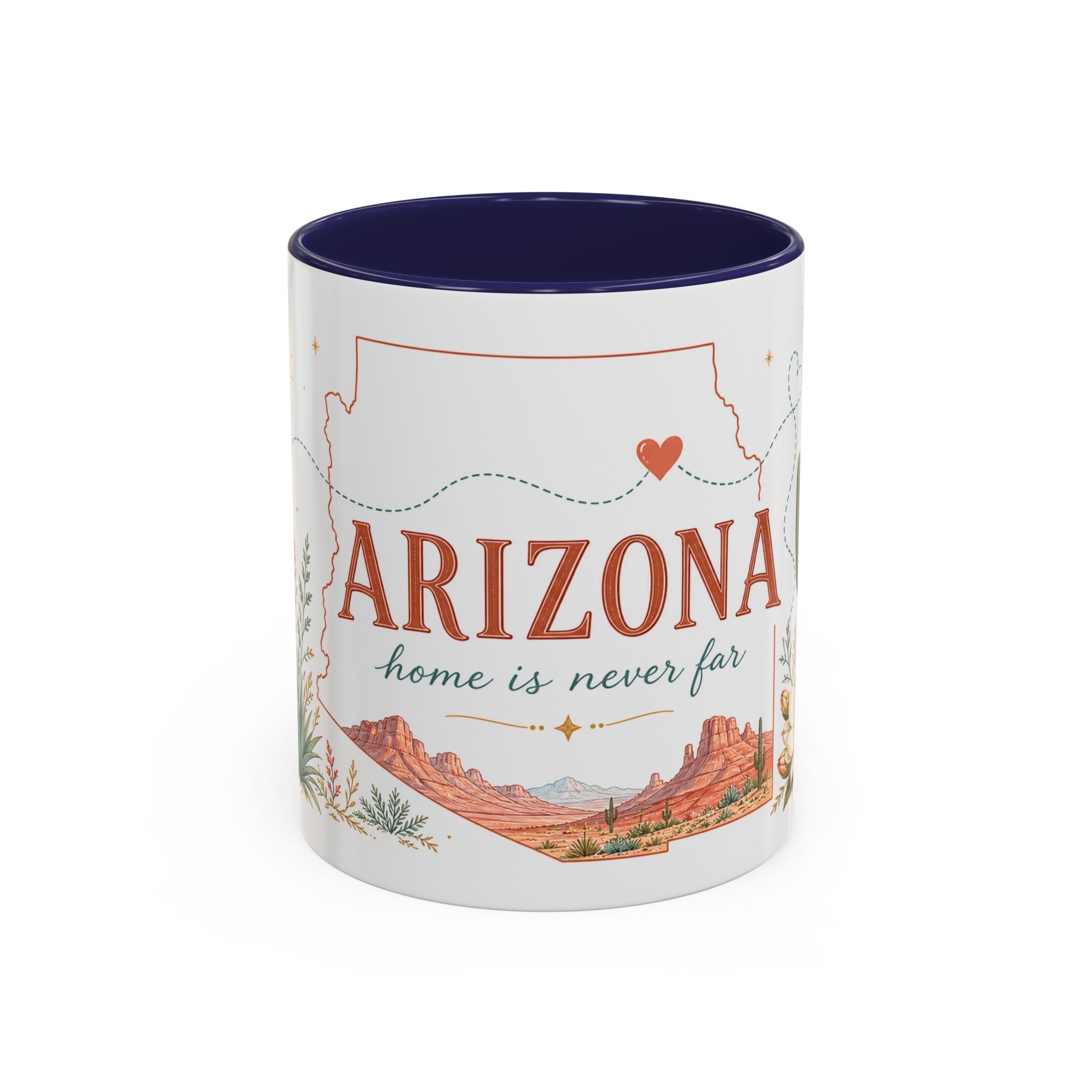 Arizona State Map Mug | Desert Landscape, Botanical Accents, Homesick Gift