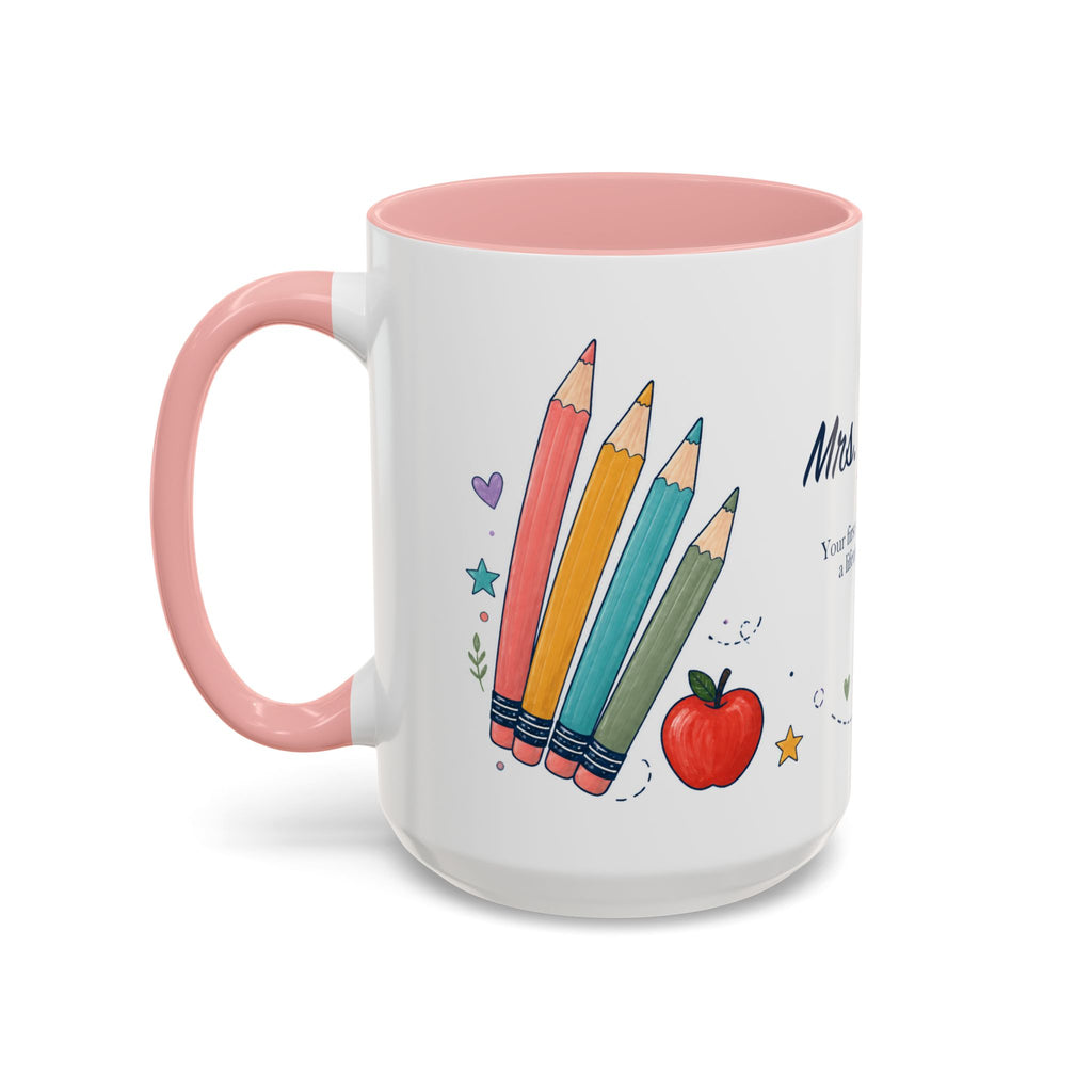 Personalized First Year Teacher Mug | Custom Name Pencil Coffee Cup