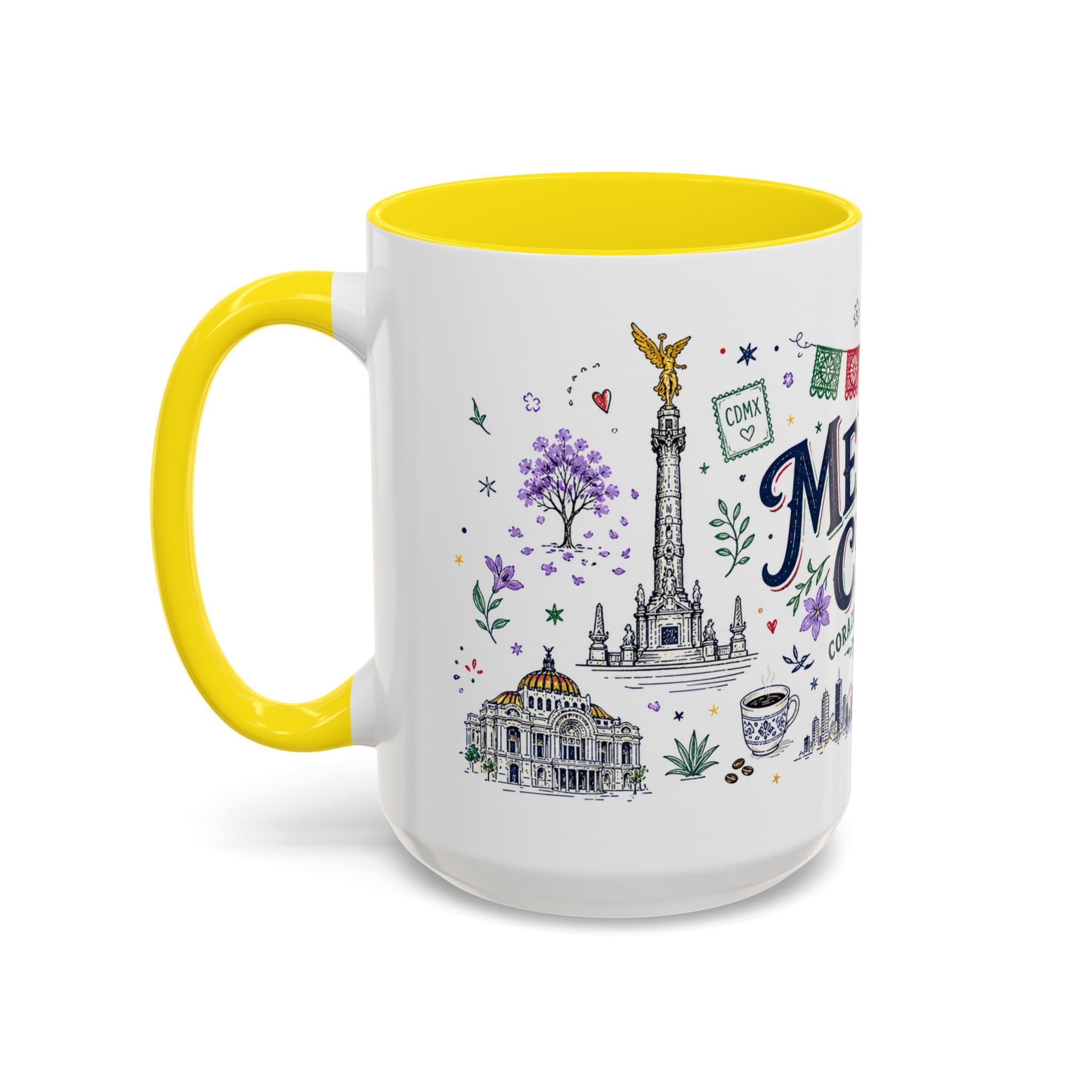 Mexico City Coffee Mug | Mexico Souvenir Travel Gift | Accent Color Ceramic 11oz 15oz