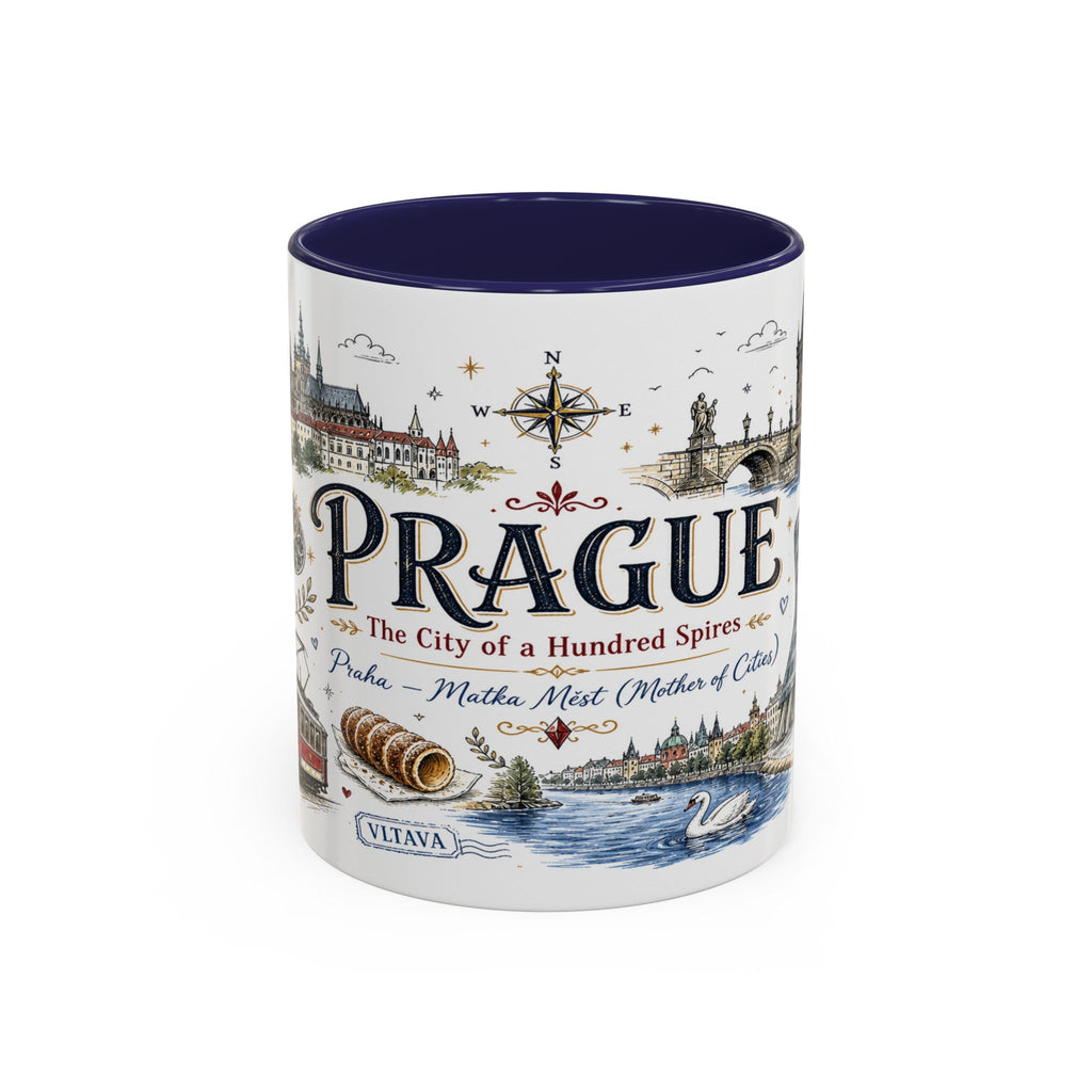 Prague Coffee Mug | Czech Republic Souvenir Travel Gift | Accent Color Ceramic 11oz 15oz