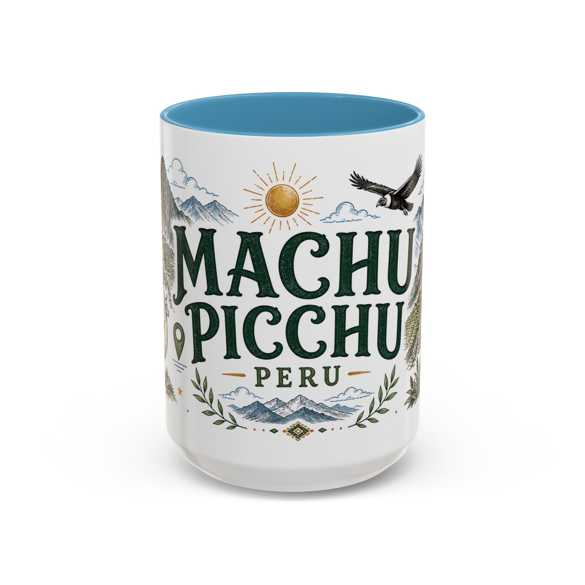 Machu Picchu Coffee Mug | Travel Destination Souvenir Gift | Accent Color Ceramic 11oz 15oz