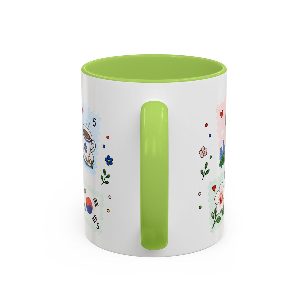 Seoul Coffee Mug | Postage Stamp Collage Mug | Travel Souvenir Accent Cup 11oz 15oz