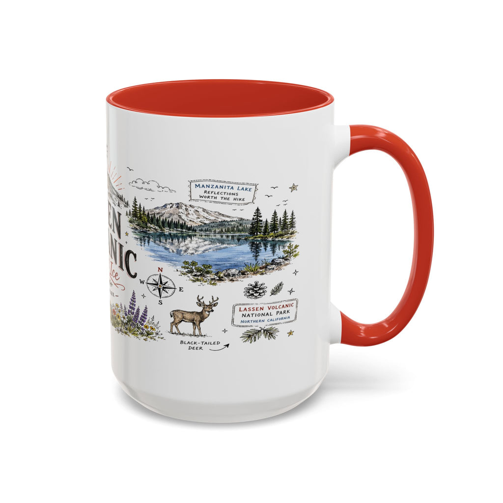 Lassen Volcanic National Park Coffee Mug | California Volcano Geothermal Hiking Gift | Accent Color Ceramic 11oz 15oz