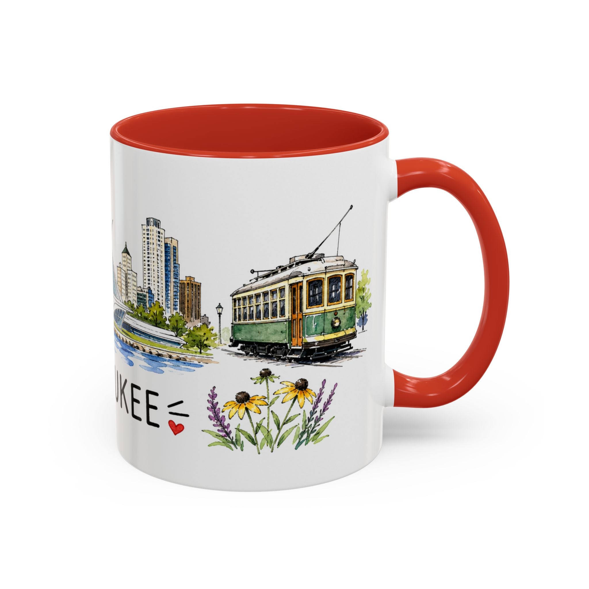 Milwaukee Illustrated Travel Mug | City Souvenir Accent Coffee Mug | 11oz 15oz Ceramic Cup