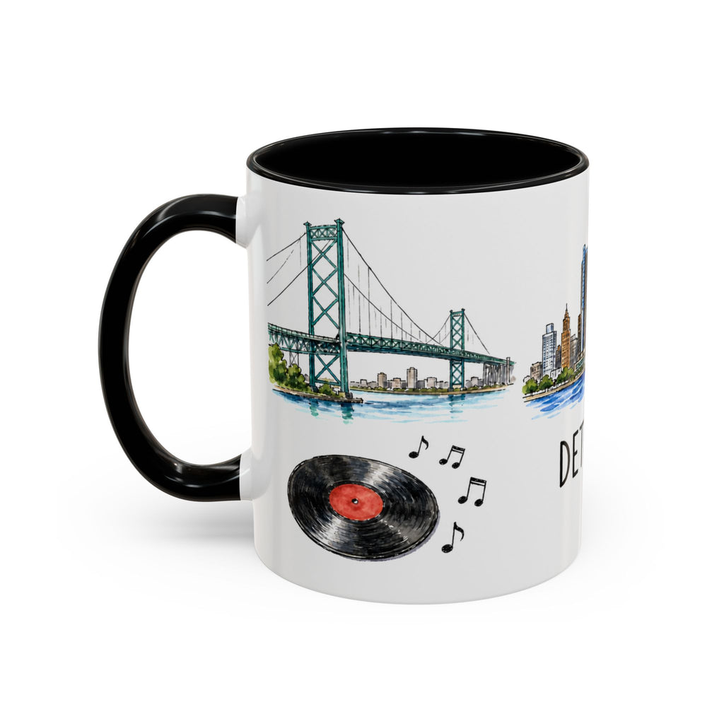 Detroit Illustrated Travel Mug | City Souvenir Accent Coffee Mug | 11oz 15oz Ceramic Cup