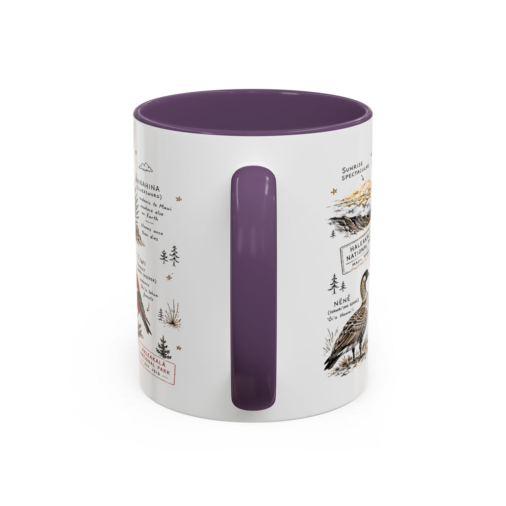 Haleakala National Park Coffee Mug | Hawaii Maui Sunrise Crater Gift | Accent Color Ceramic 11oz 15oz