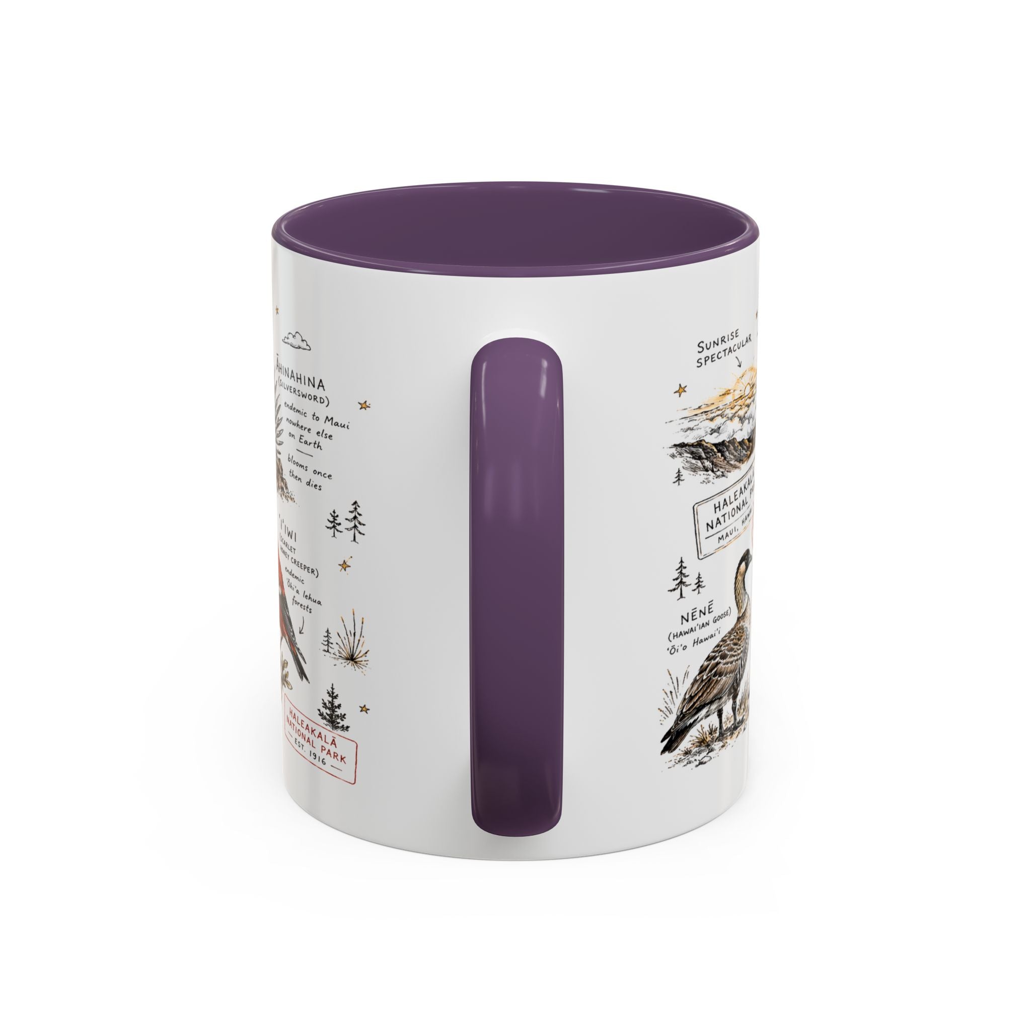 Haleakala National Park Coffee Mug | Hawaii Maui Sunrise Crater Gift | Accent Color Ceramic 11oz 15oz