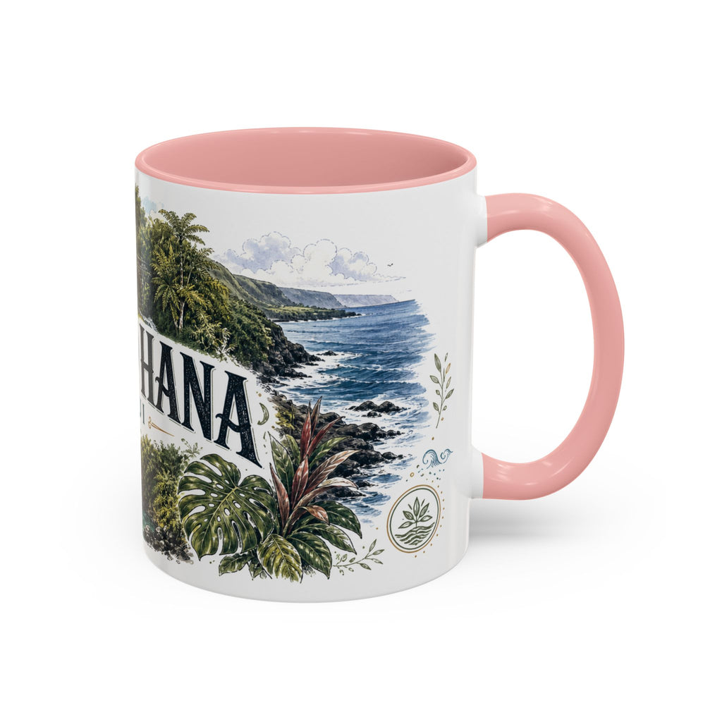 Road to Hana Mug, Maui Travel Souvenir, Bucket List Gift, Accent Ceramic Coffee Mug 11oz 15oz