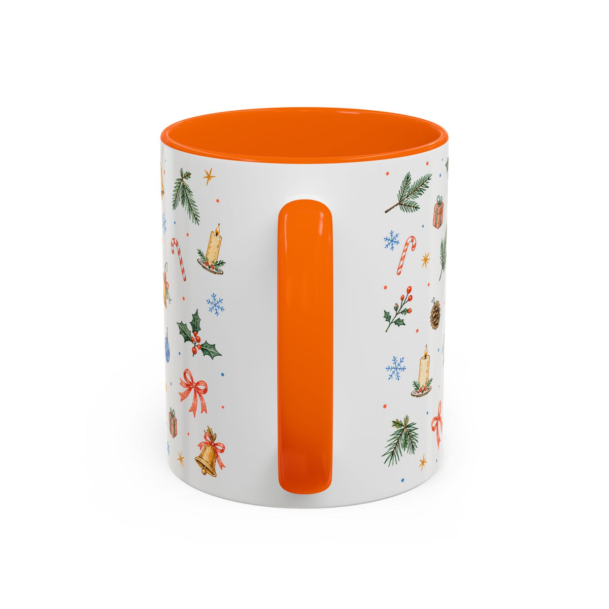 Christmas Bell Mug | Ribbon Gift Watercolor Holiday Cup | Accent Coffee Mug 11oz 15oz