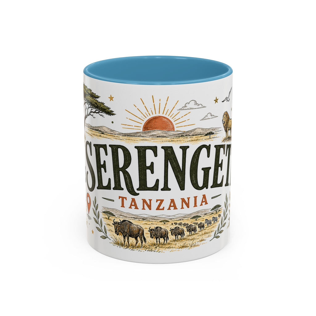 Serengeti Coffee Mug | Travel Destination Souvenir Gift | Accent Color Ceramic 11oz 15oz