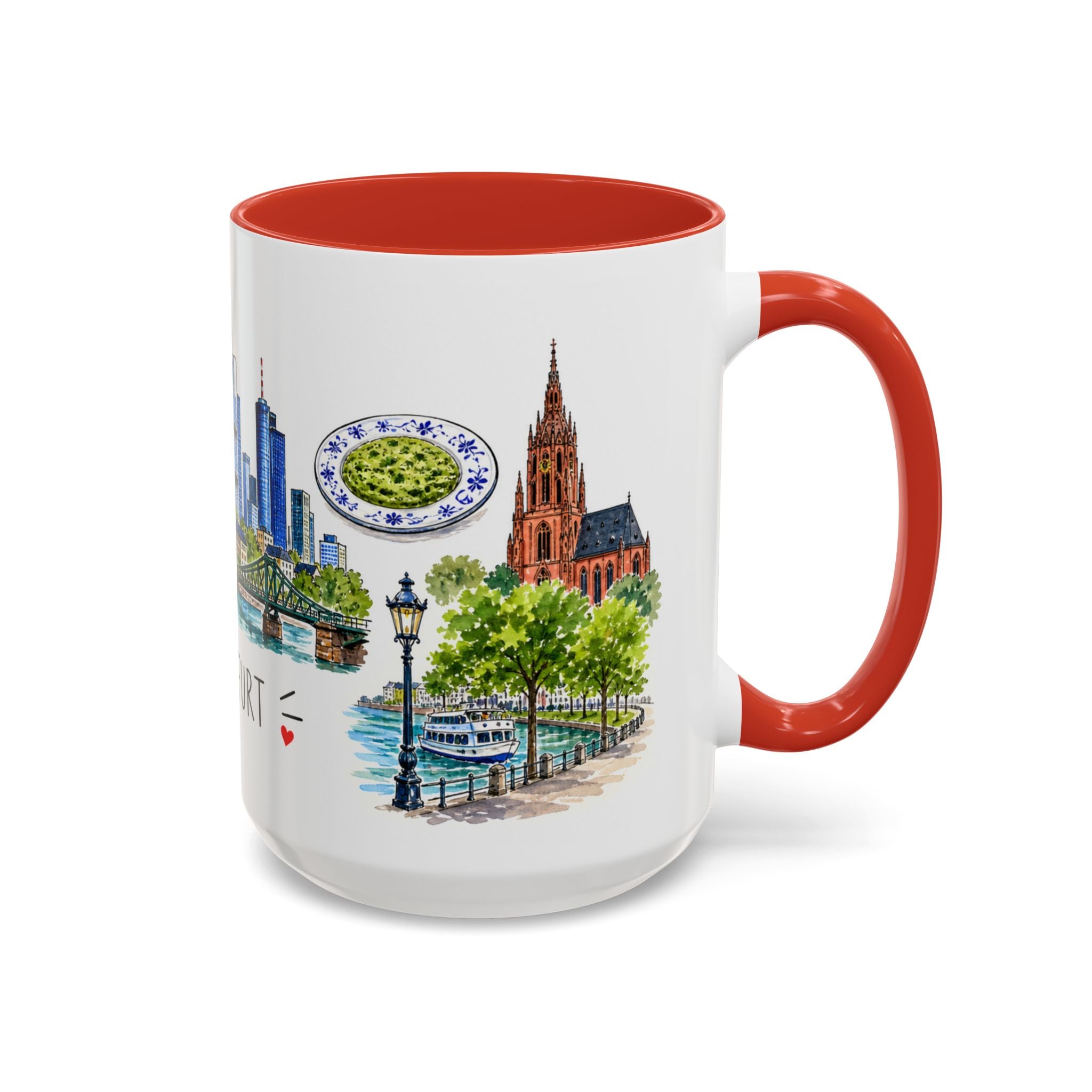 Frankfurt Illustrated Travel Mug | City Souvenir Accent Coffee Mug | 11oz 15oz Ceramic Cup