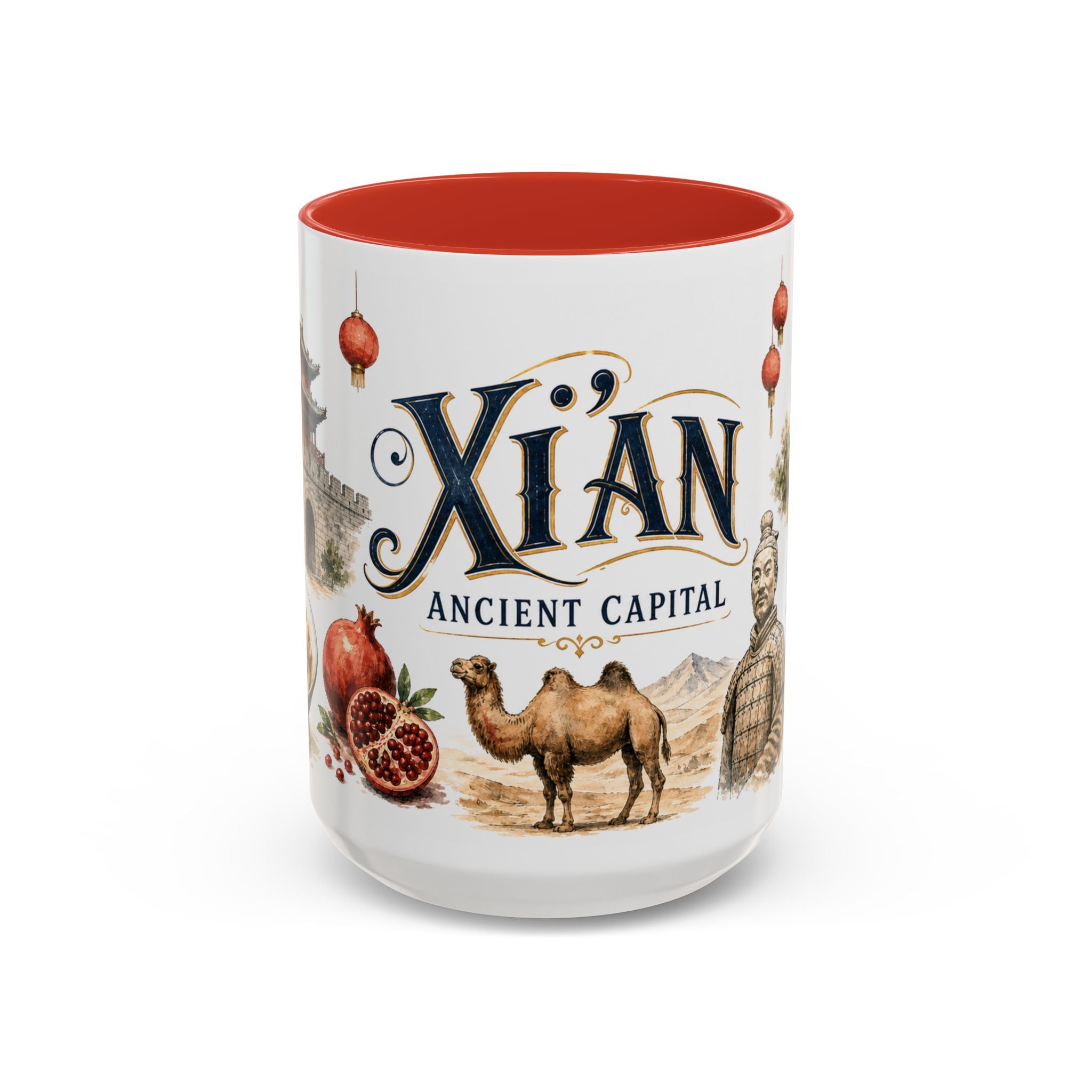 Xi'an Coffee Mug | China Travel Souvenir | Vintage Illustrated City Gift | 11 oz 15 oz Accent Mug