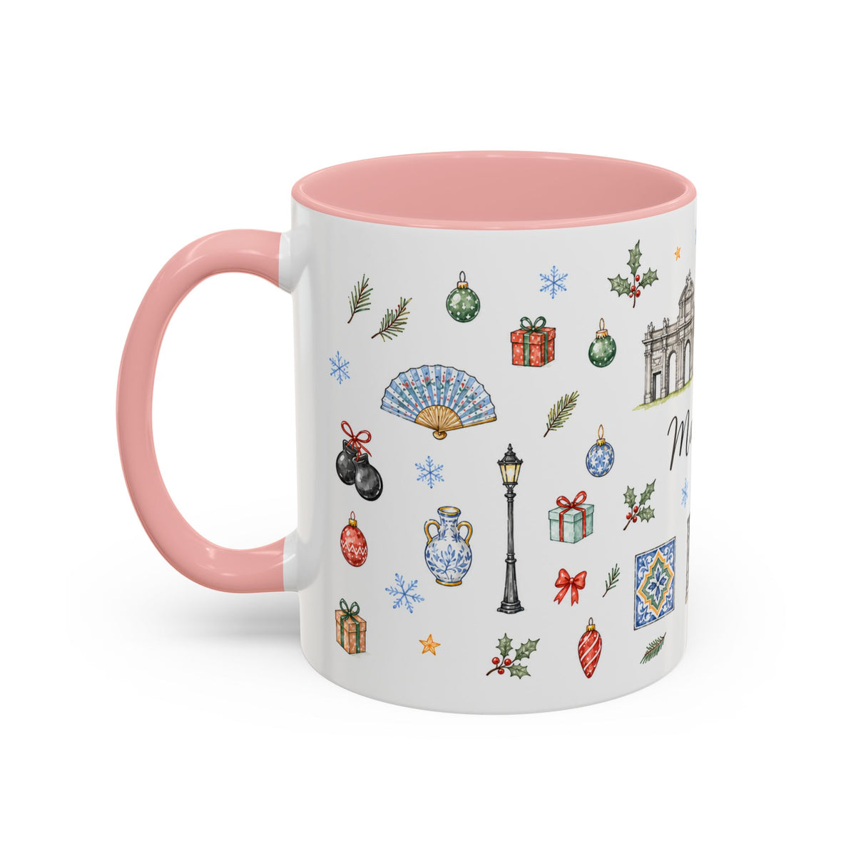 Madrid Christmas Mug | Watercolor City Souvenir, Travel Memories, Ceramic Coffee Cup