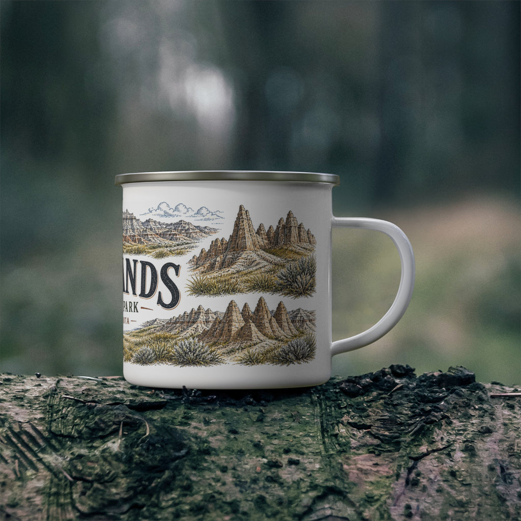 Badlands National Park Vintage Enamel Camping Mug | 12oz National Park Hiking Gift