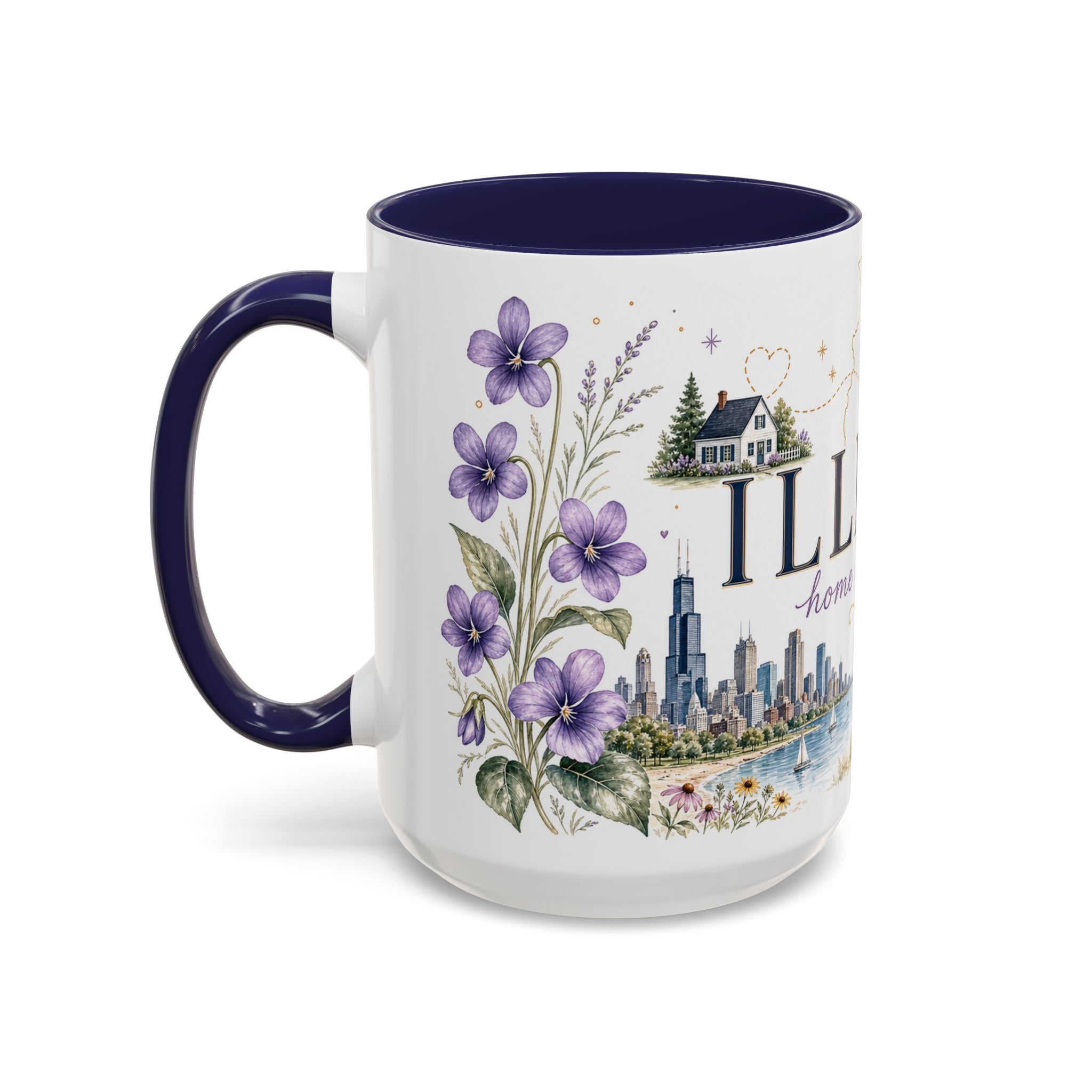 Illinois State Map Mug | Botanical Travel Sketch, Moving Away Gift (11oz 15oz)