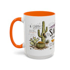 Saguaro National Park Coffee Mug | Arizona Desert Cactus Sunset Gift | Accent Color Ceramic 11oz 15oz