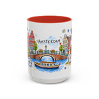 Amsterdam Travel Mug | European City Souvenir Accent Coffee Mug | 11oz 15oz Ceramic Cup