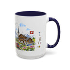 Zermatt Illustrated Travel Mug | Switzerland Souvenir Accent Coffee Mug | 11oz 15oz Ceramic Cup