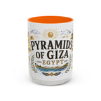 Pyramids of Giza Coffee Mug | Travel Destination Souvenir Gift | Accent Color Ceramic 11oz 15oz
