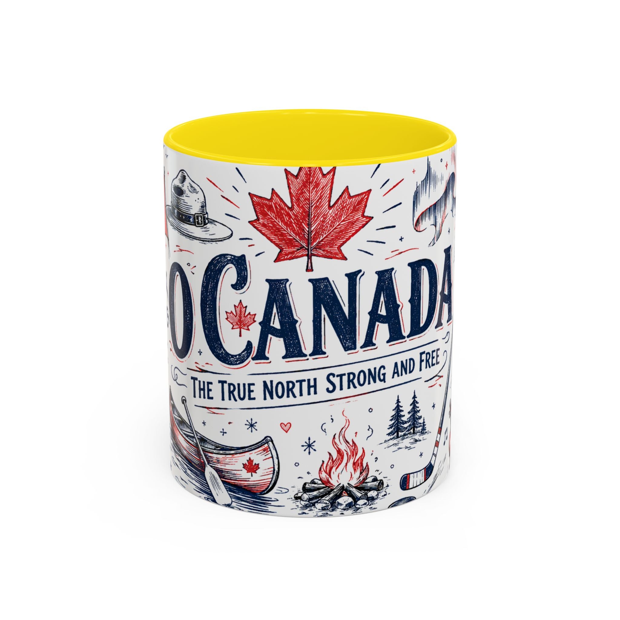 O Canada True North Coffee Mug | Canadian Pride Gift | Accent Color Ceramic 11oz 15oz