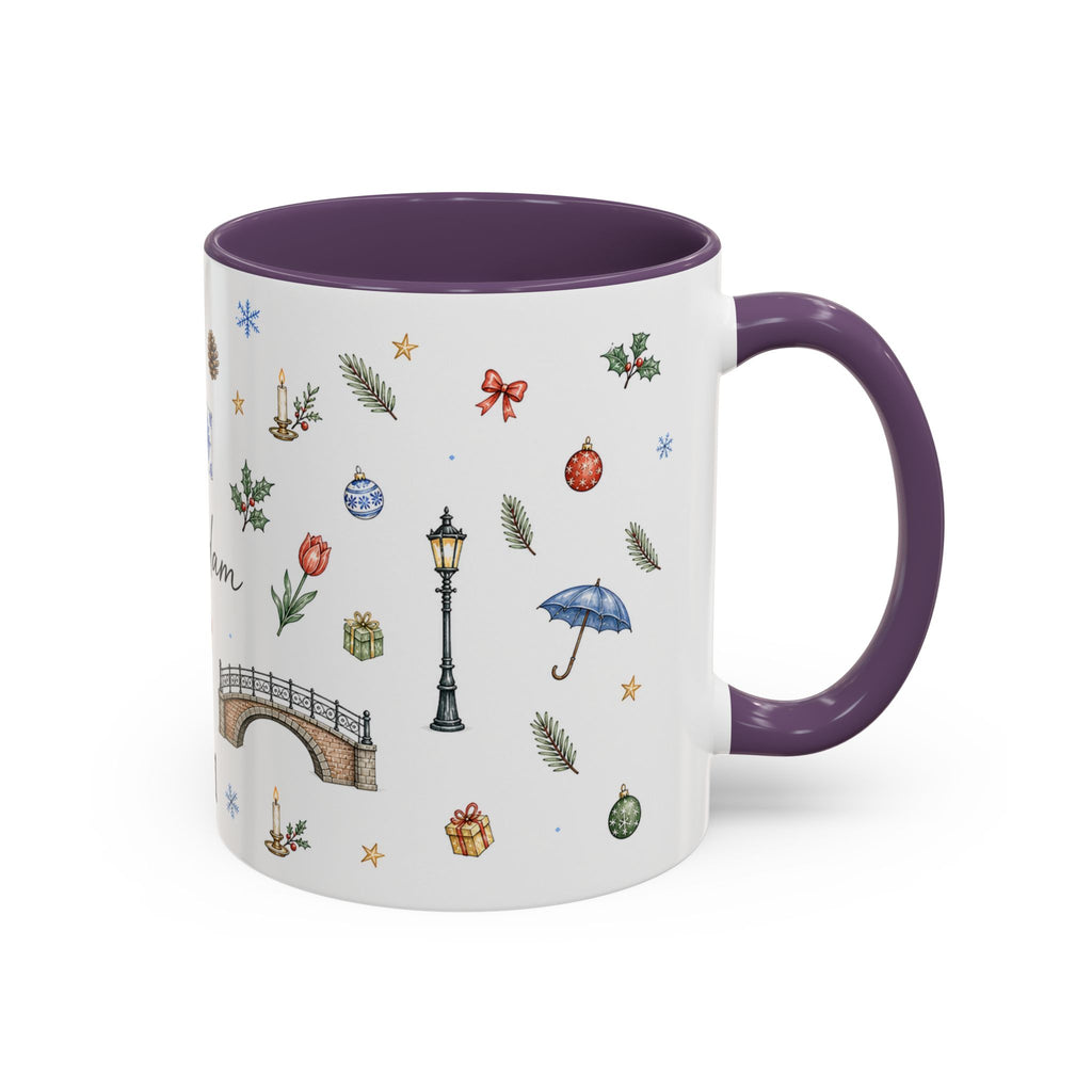 Amsterdam Christmas Watercolor Mug | Festive City Souvenir Coffee Cup