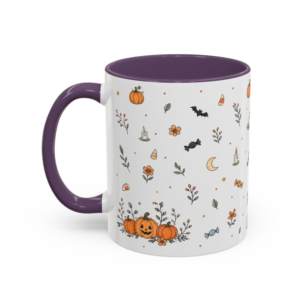 Halloween Party Mug | Ghost Black Cat Candy Watercolor Gift | Accent Cup 11oz 15oz