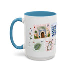 Fez Coffee Mug | Postage Stamp Collage Mug | Travel Souvenir Accent Cup 11oz 15oz