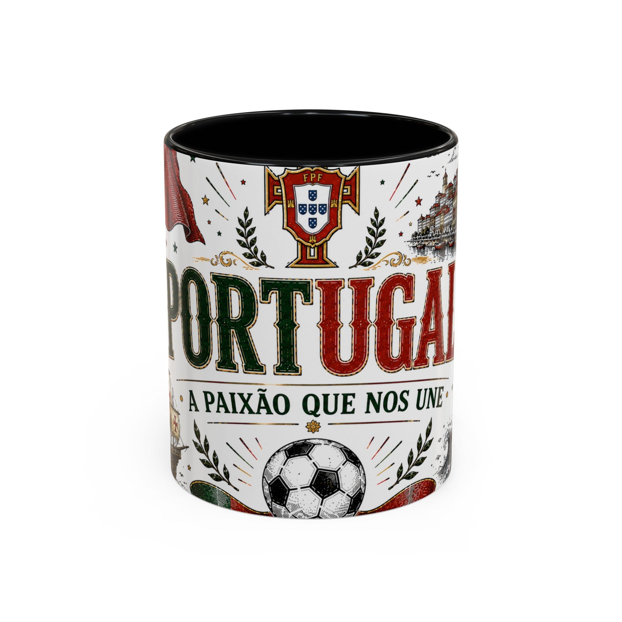 Portugal Soccer Coffee Mug | World Cup Fan Gift | Accent Color Ceramic 11oz 15oz Match Day Cup