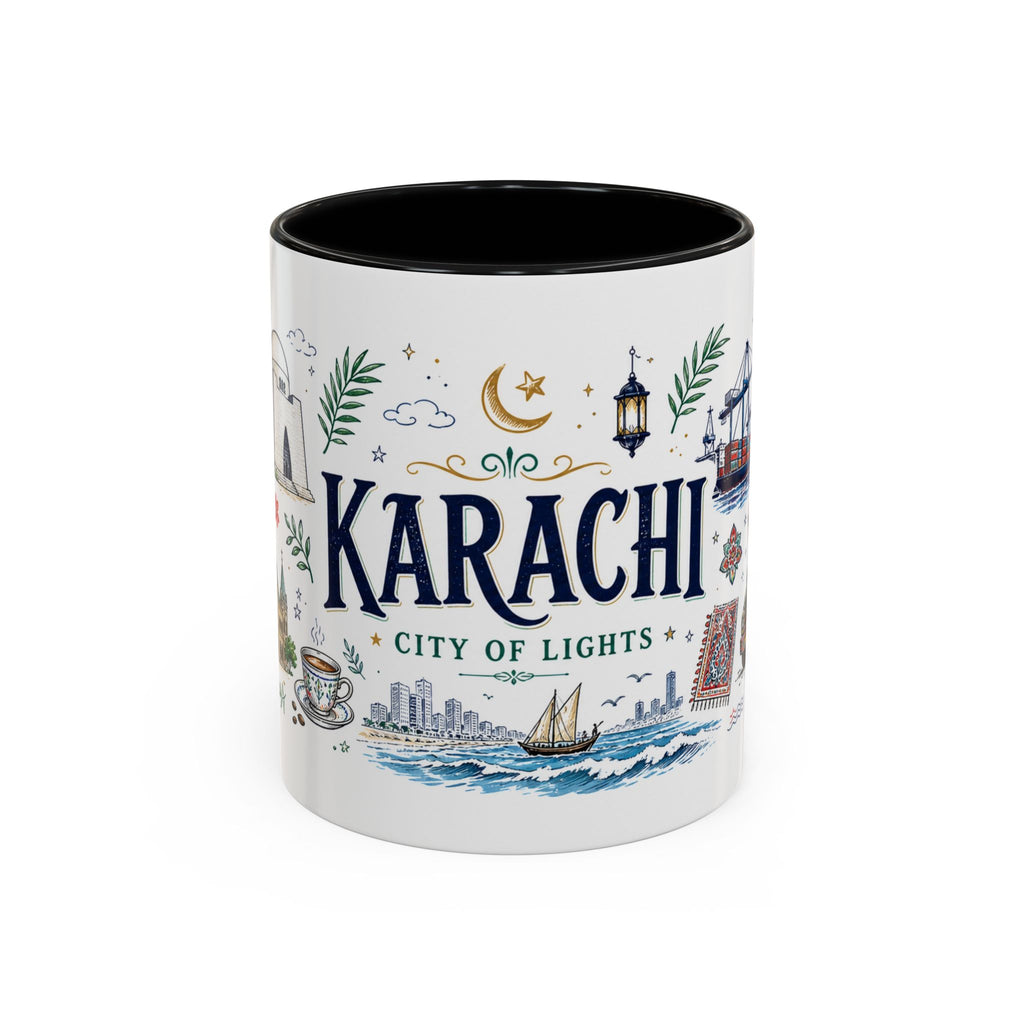 Karachi Coffee Mug | Pakistan Souvenir Travel Gift | Accent Color Ceramic 11oz 15oz