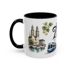 Zurich Coffee Mug | Switzerland Travel Souvenir | Vintage Illustrated City Gift | 11 oz 15 oz Accent Mug
