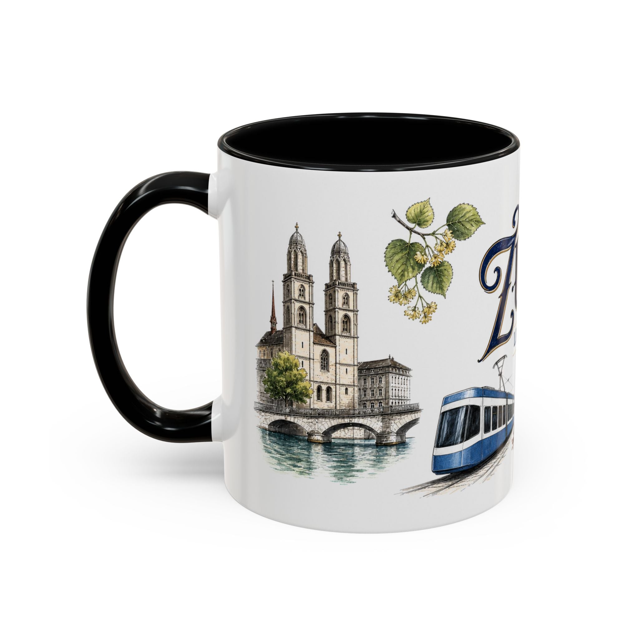 Zurich Coffee Mug | Switzerland Travel Souvenir | Vintage Illustrated City Gift | 11 oz 15 oz Accent Mug