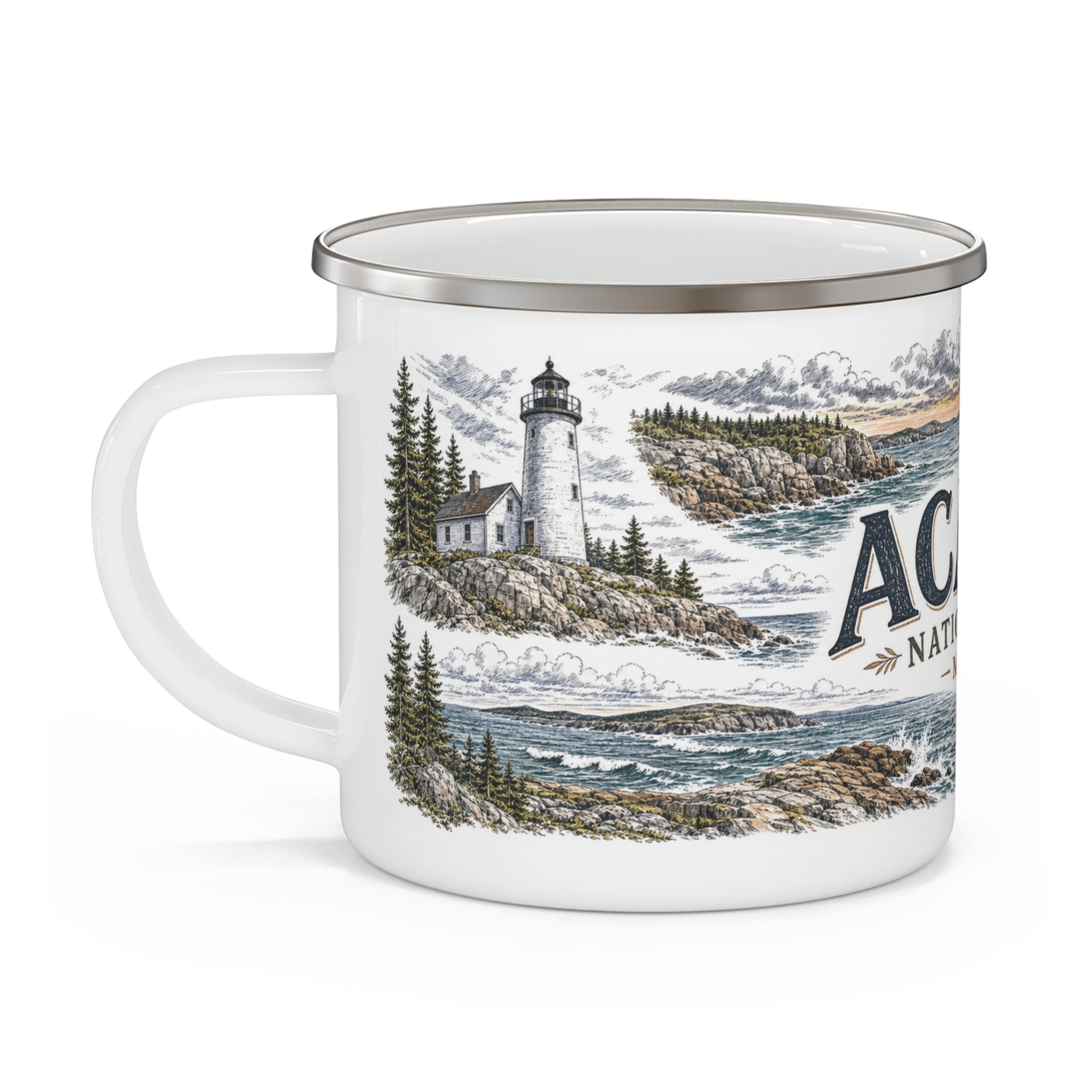 Acadia National Park Vintage Enamel Camping Mug | 12oz National Park Hiking Gift