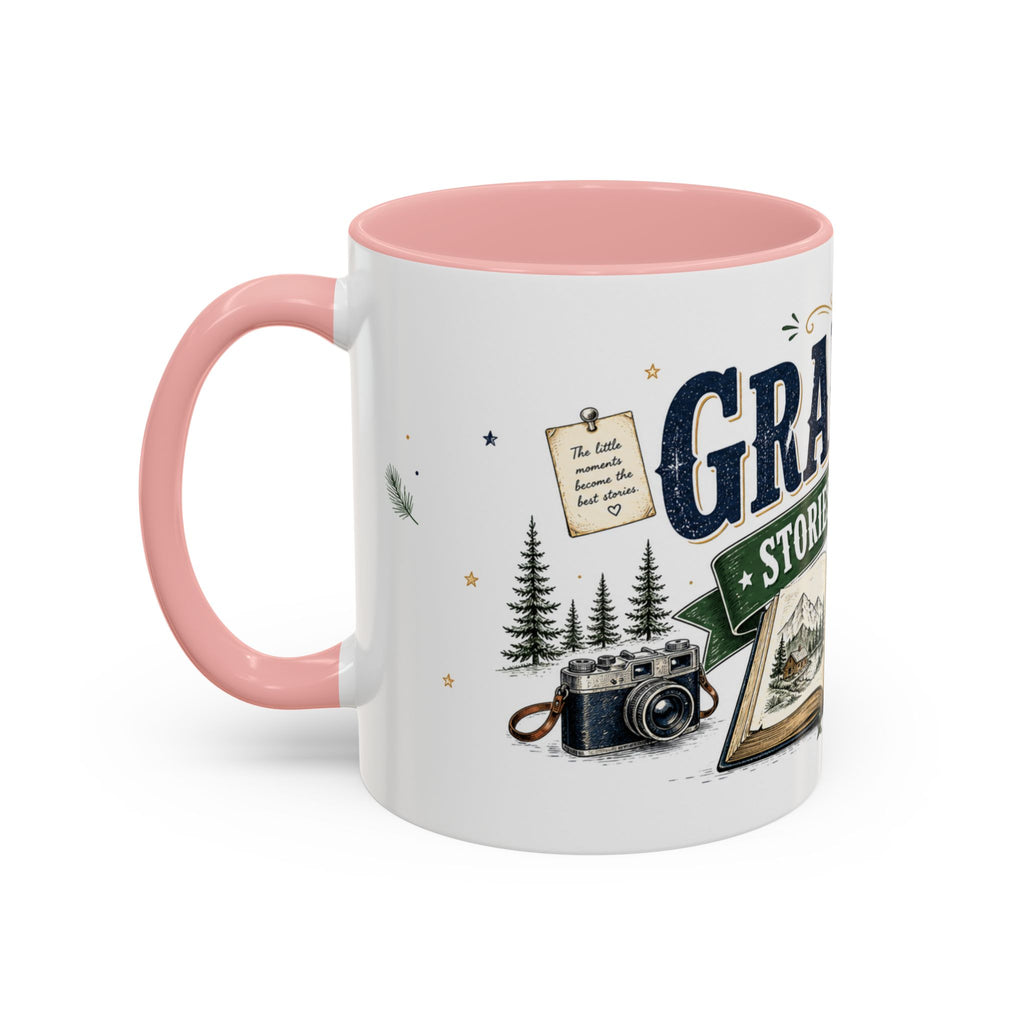 Grandpa's Stories Are The Best Coffee Mug | Gift From Grandkids | Accent Color Ceramic 11oz 15oz