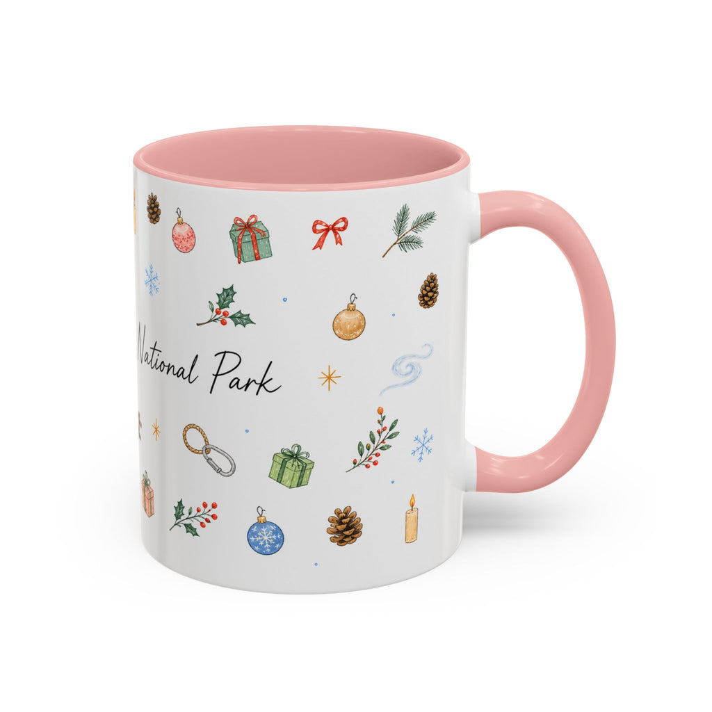 New River Gorge National Park Christmas Mug | Watercolor Travel Souvenir | Holiday Gift | Accent Ceramic Coffee Cup 11oz 15oz