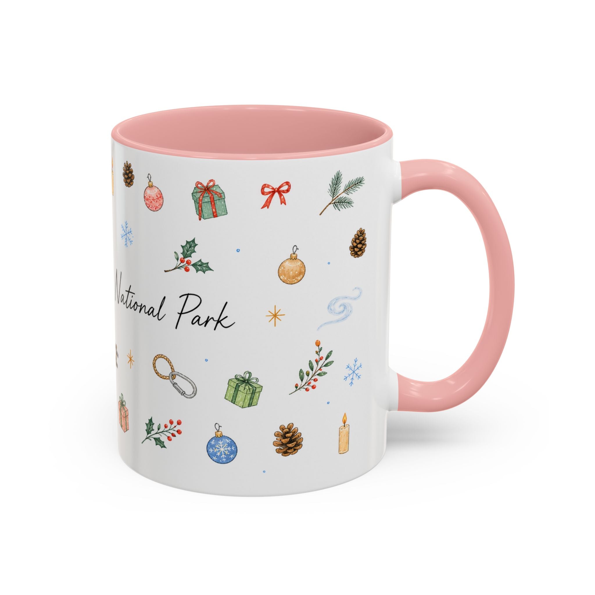 New River Gorge National Park Christmas Mug | Watercolor Travel Souvenir | Holiday Gift | Accent Ceramic Coffee Cup 11oz 15oz