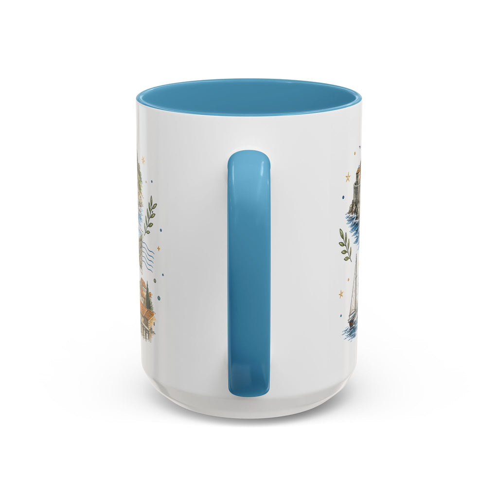Dubrovnik Coast Coffee Mug | Travel Destination Souvenir Gift | Accent Color Ceramic 11oz 15oz