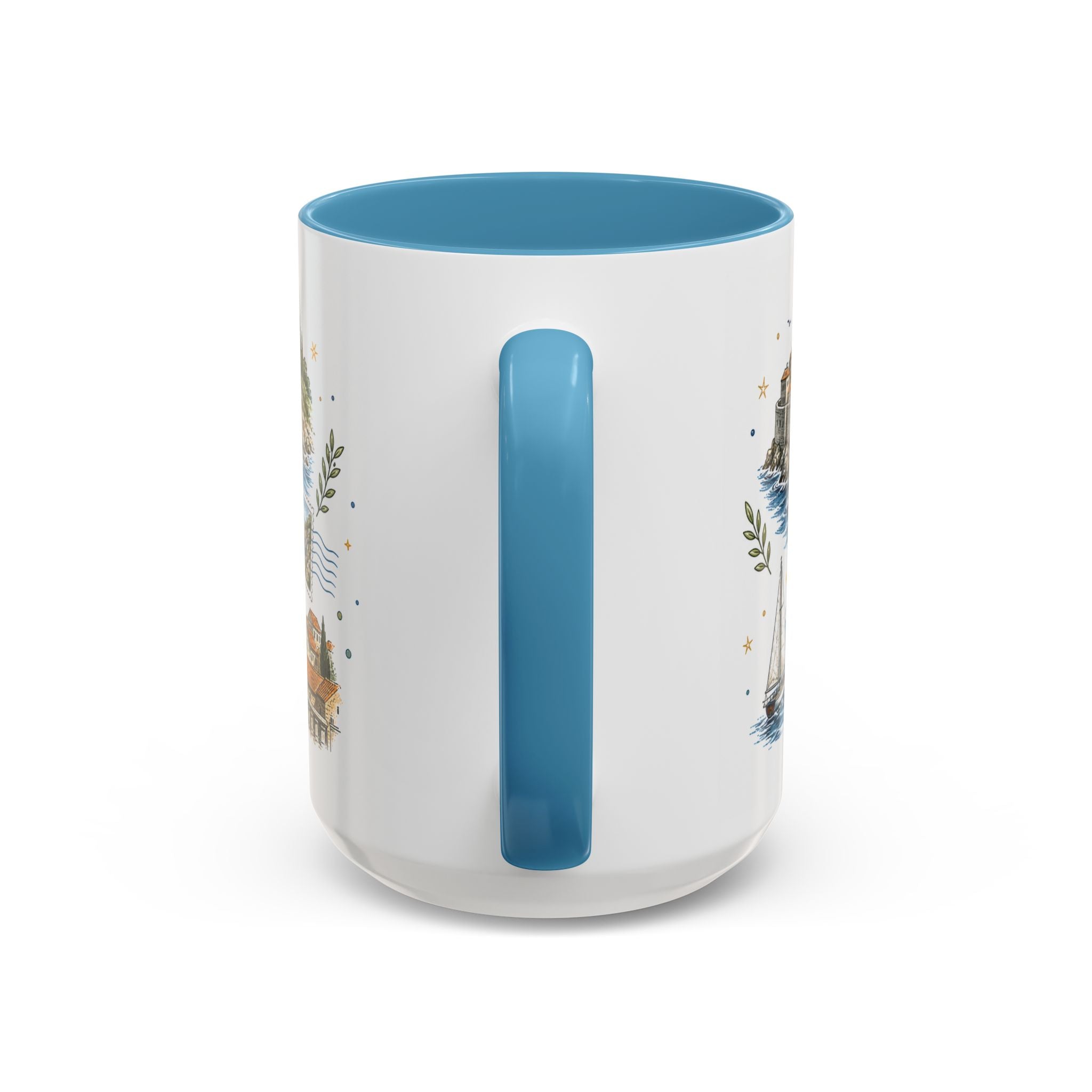 Dubrovnik Coast Coffee Mug | Travel Destination Souvenir Gift | Accent Color Ceramic 11oz 15oz