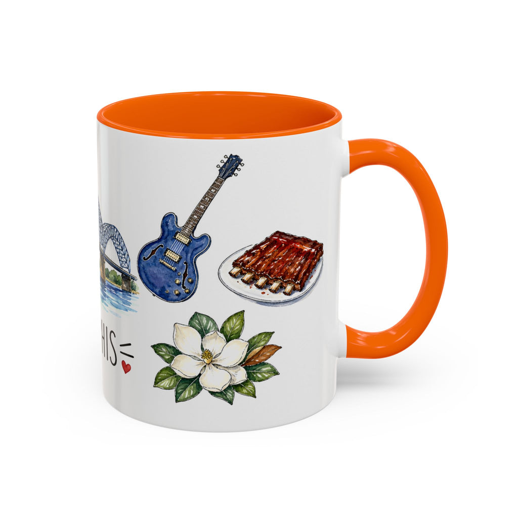 Memphis Illustrated Travel Mug | City Souvenir Accent Coffee Mug | 11oz 15oz Ceramic Cup