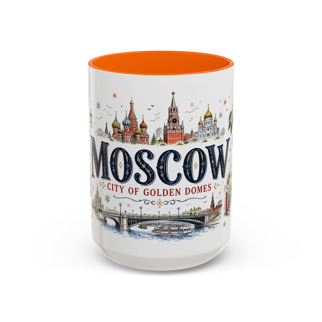 Moscow Coffee Mug | Russia Souvenir Travel Gift | Accent Color Ceramic 11oz 15oz