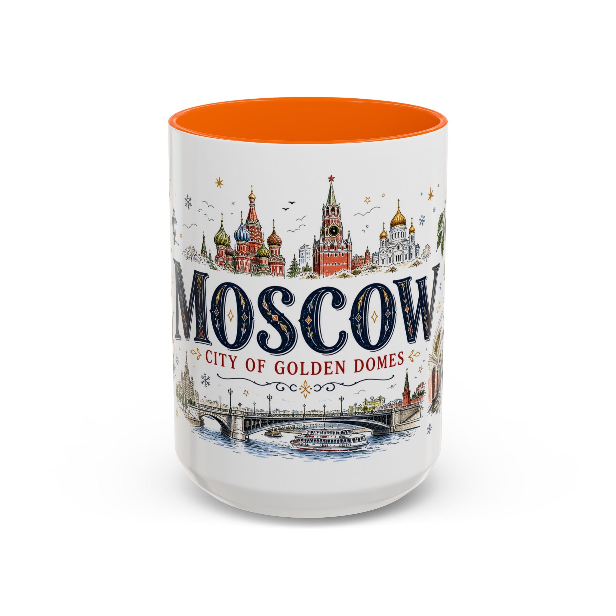 Moscow Coffee Mug | Russia Souvenir Travel Gift | Accent Color Ceramic 11oz 15oz