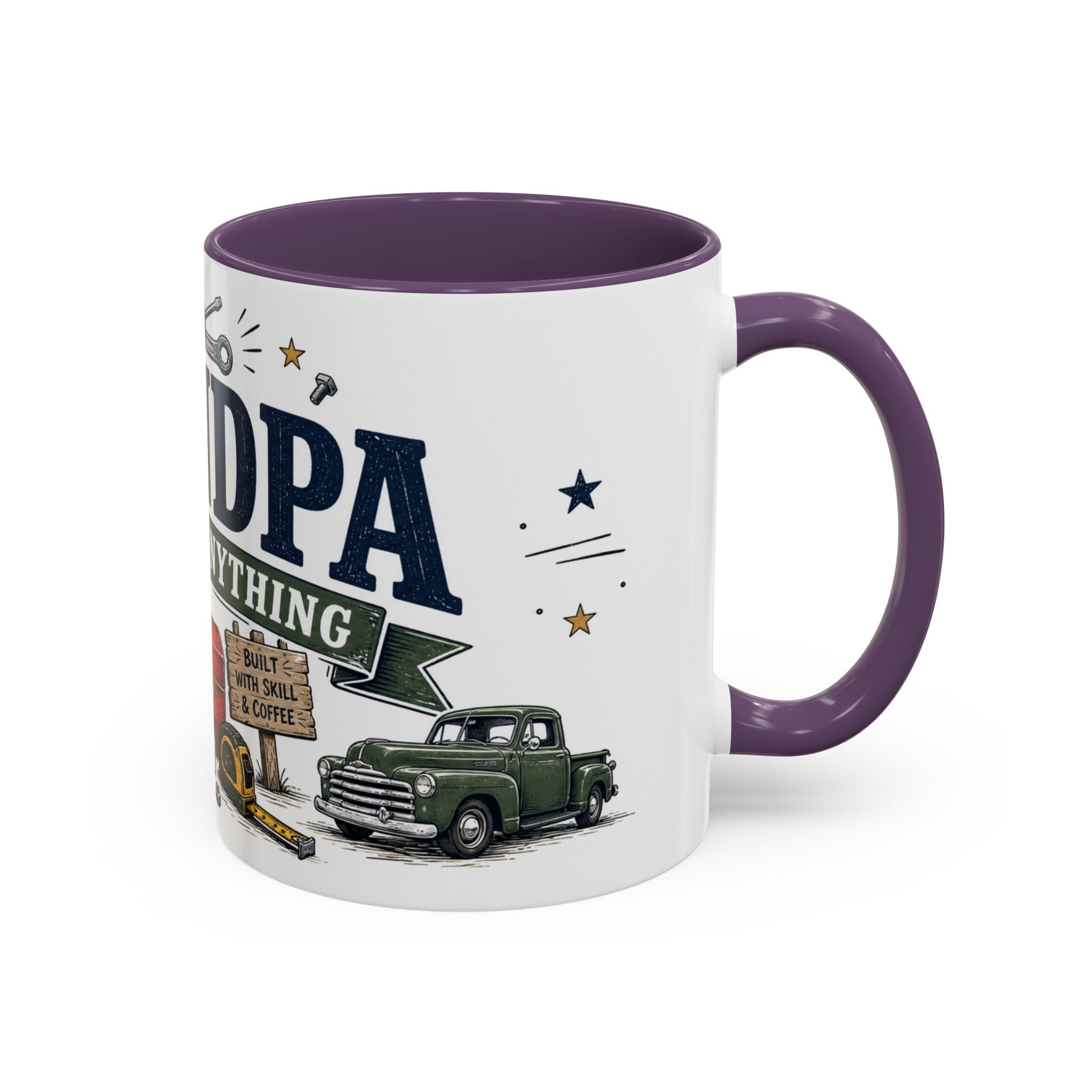 Grandpa Can Fix Anything Coffee Mug | Funny Gift From Grandkids | Accent Ceramic 11oz 15oz