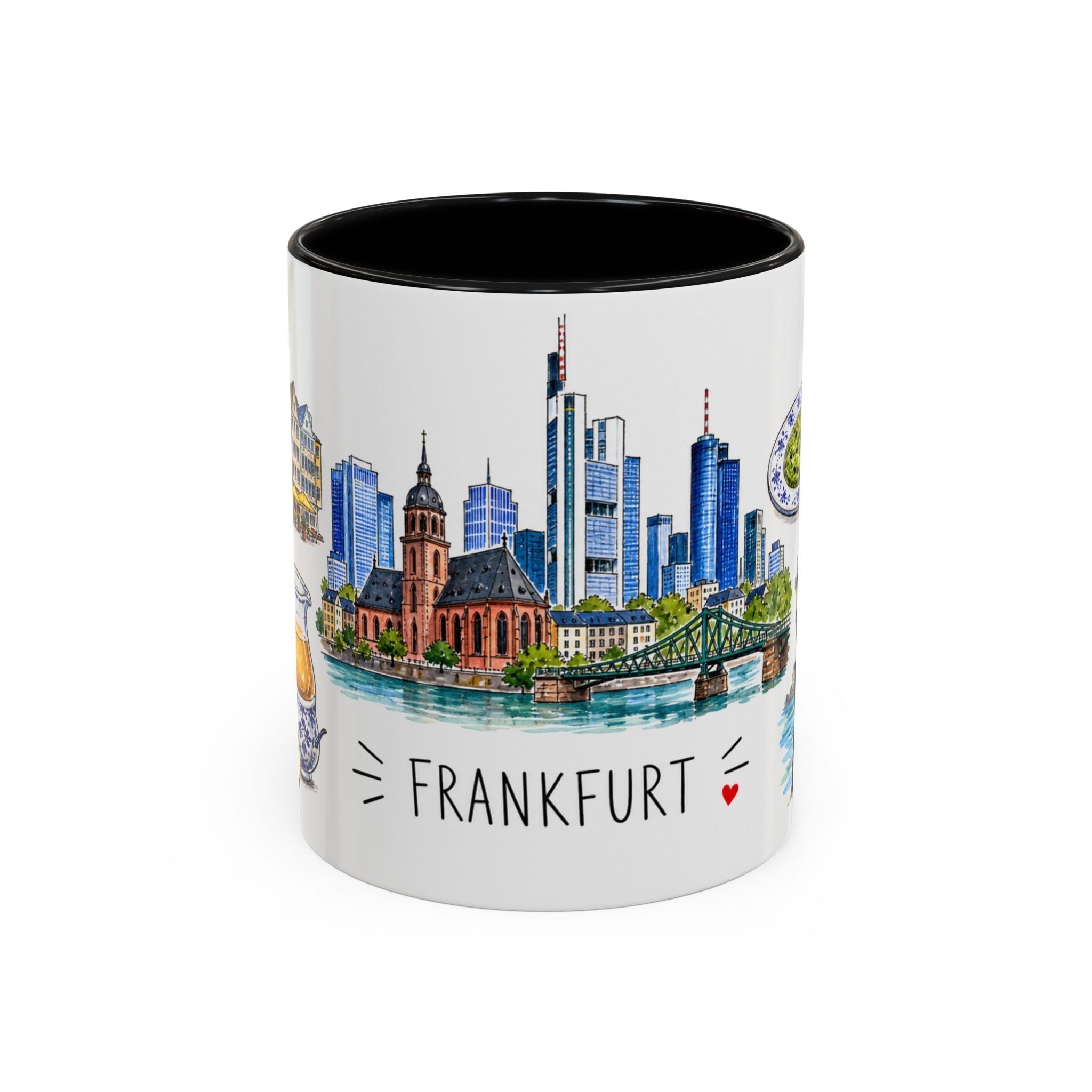 Frankfurt Illustrated Travel Mug | City Souvenir Accent Coffee Mug | 11oz 15oz Ceramic Cup