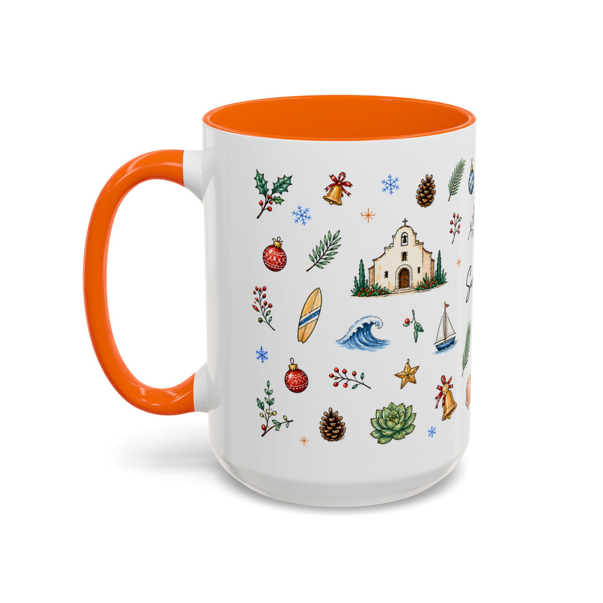 San Diego Christmas Mug | Watercolor City Souvenir, Holiday Travel Gift (11oz/15oz)