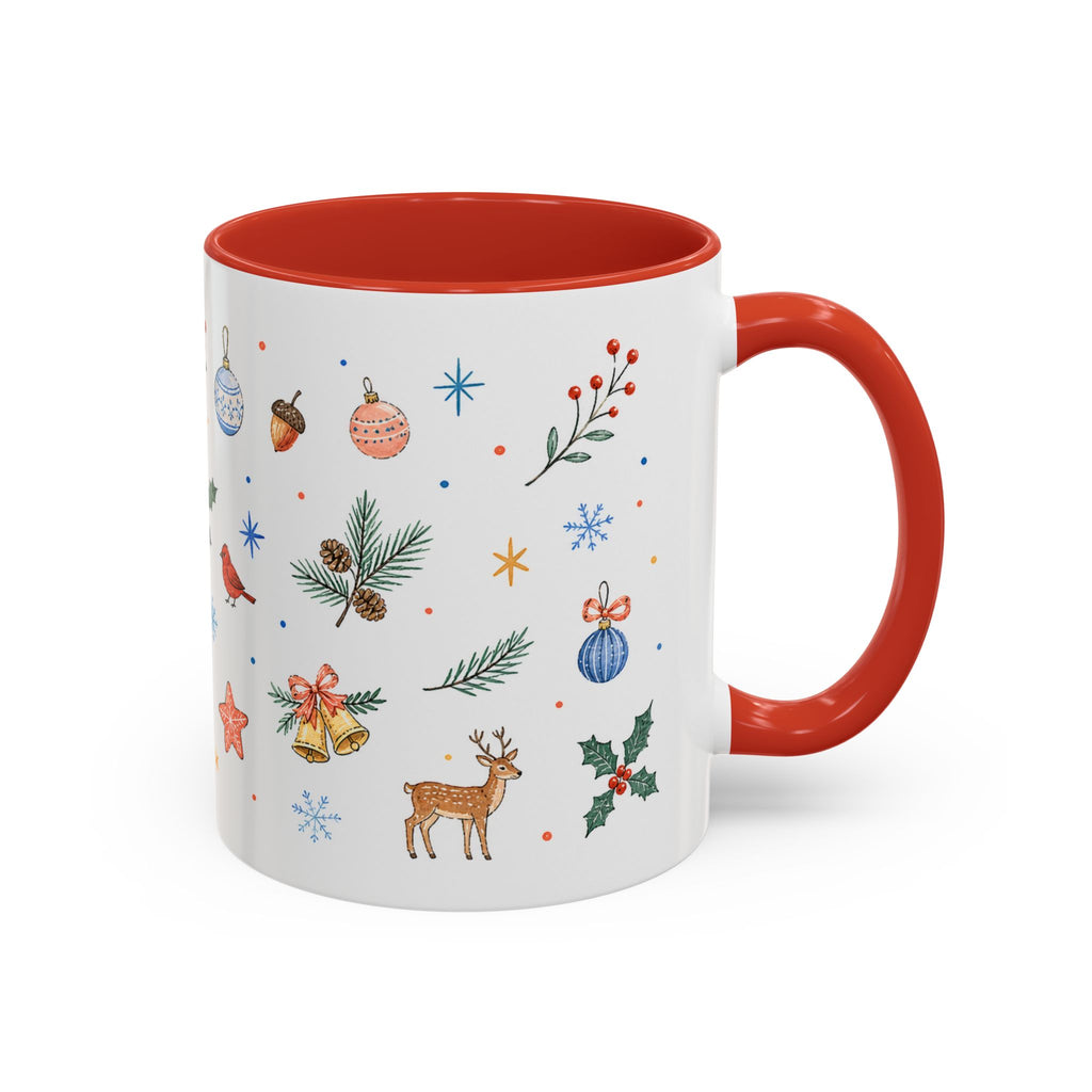 Woodland Christmas Mug | Deer Bird Watercolor Holiday Gift | Accent Cup 11oz 15oz