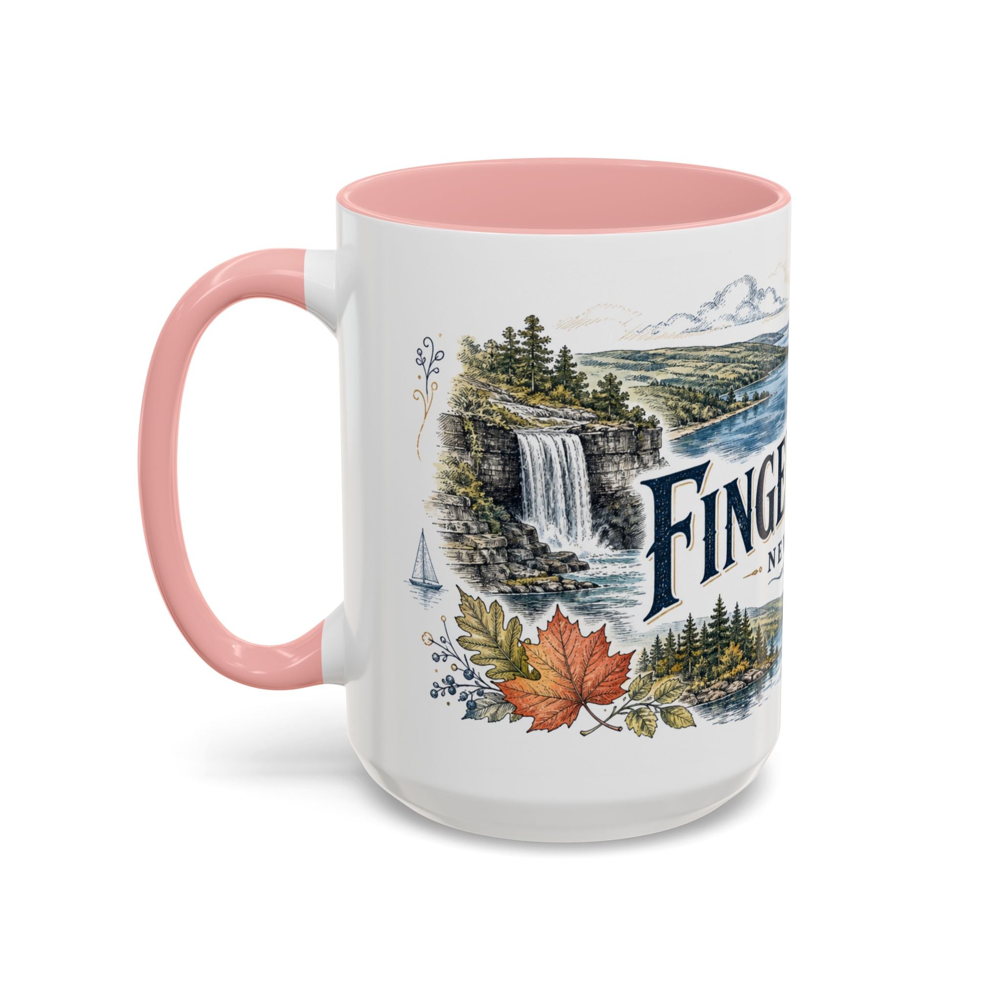 Finger Lakes Mug, New York Travel Souvenir, Bucket List Gift, Accent Ceramic Coffee Mug 11oz 15oz