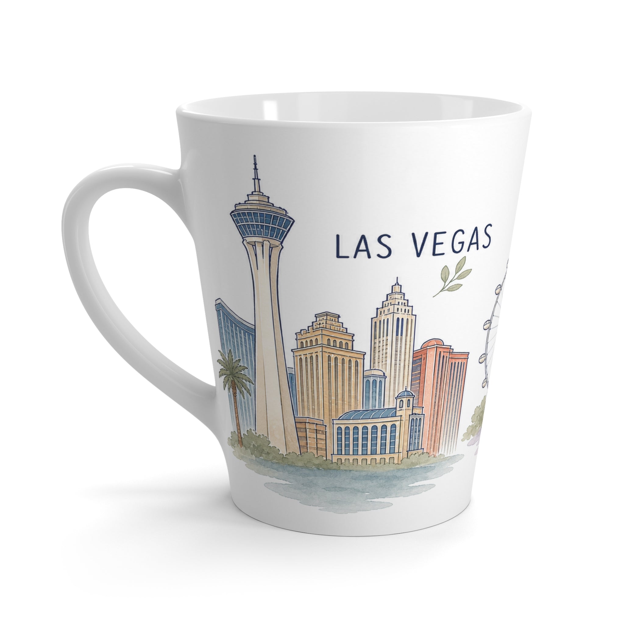 Las Vegas Latte Mug | Watercolor City Travel Mug | 12 oz Ceramic Souvenir Gift