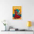 Spain Flamenco Spain Framed Poster | Vintage Travel Wall Art | Black Walnut White Frame | 16x24 20x30